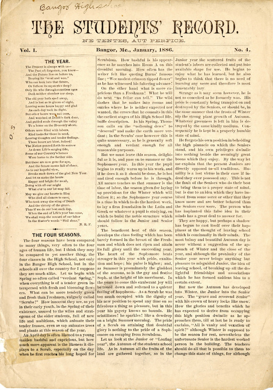 The Students' Record, January 1887