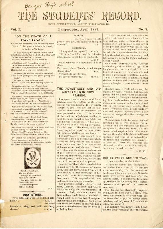 The Students' Record, April 1887